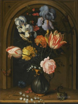 古典的な花 Painting - バルタザール ヴァン デル アスト アイリス オダマキ チューリップ バラとスズランの静物画 開花
